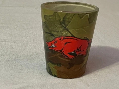 Vintage  University of Arkansas Razorbacks Camo Logo Bottom Shot Glass  2 3/4" Cover