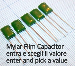 5 pezzi Condensatore Poliestere Mylar valori a scelta da 220pF a 470nf 100V 5% - Imagen 1 de 1
