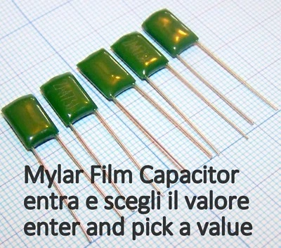 5 pezzi Condensatore Poliestere Mylar valori a scelta da 220pF a 470nf 100V 5%