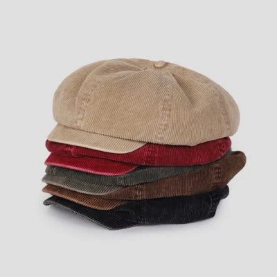 Unisex Sombrero de Noviero Gorra Mujeres Pana Boina Plana De Gran Tamaño Hombres Suelto Moda Sombrero Foto 1 de 4