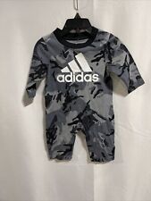 Adidas Baby Boys Cotton Camo Romper One Piece Black/Grey Size 6mo. NEW
