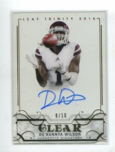 2016 Leaf Trinity Clear Autograph Gold De'Runnya Wilson/10 Mississippi St.