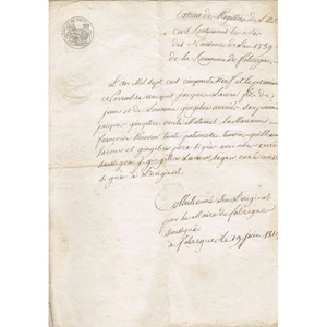 FABREGUES Hérault Extrait de l'Acte de Naissance de Jacques LACOUR le 1 Nov 1759 - Picture 1 of 1