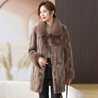 Women Mid Length Fall Winter Fur Collar Wool Coats Mother Party Jackets Fur Trim