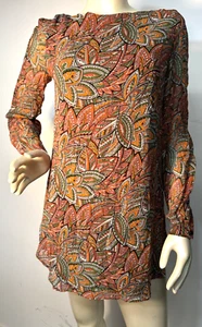 Nieves Lavi New York Silk chiffon Mini dress Paisley Multicolor Print Sz 0 - Picture 1 of 5