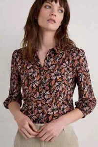 Camicia Seasalt Embrace taglia 16 nuova manica 3/4 nero rosa blusa floreale - Foto 1 di 19