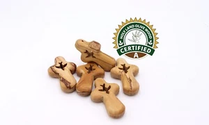 5 Small Holding Wood Pocket Crosses Olive Comfort Cross Spirit Gift Holy Land - Picture 1 of 6