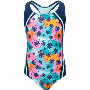 SPEEDO Big Girl's Size 12 Swimsuit 1 Pc Swim Aqua Splash Blue Pink Palm Tree - Picture 1 of 4