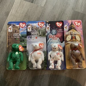 TY Beanie Babies 4 Set Rare Tag Error 1999 McDonald’s Erin Britannia Glory Maple - Picture 1 of 11