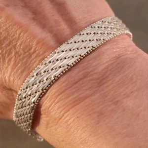 Bracciale Milor Italy Argento Sterling Riccio Maglia Tessuto - Foto 1 di 8