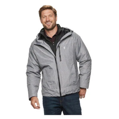 IZOD Men's Rip Stop Hooded 3-1 Systems Jacket Charcoal/Heather XXL $210 Value - Image 1 of 4