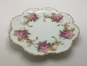 Antiker Rosenthal Monbijou Bavaria Floral Rosen gewellter Teller 9" Goldrand - Bild 1 von 11