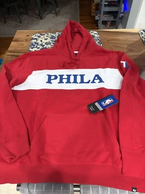 男式 47 品牌费城 76 人队 NBA 连帽衫 XXL 红色/白色 全新带标签 MAXEY — 第 1/4 张图片