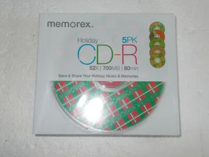 Memorex Holiday CD-R 5PK 52X 700MB 80min NEU FABRIKVERSIEGELT - Bild 1 von 2