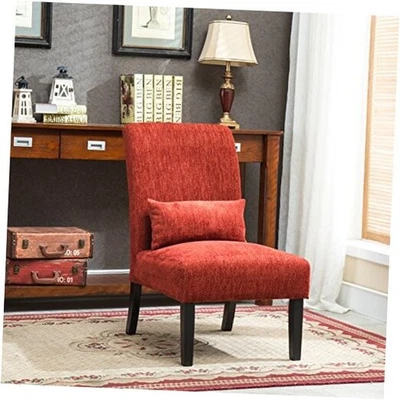  Pisano Chenille Fabric Armless Contemporary Accent Chair with Matching Red - Image 1 of 4
