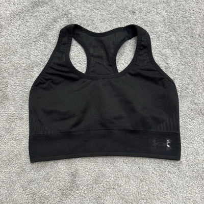 Under Armour Sports Bra Bralette Racerback Top Womens Small Black Unpadded Gym - Image 1 of 4