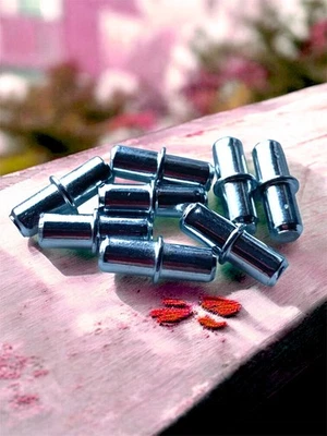 16 x 5mm Nickel Plated Shelf Support Pegs Push In Stud Pins for Cabinet Wardrobe - Image 1 of 3