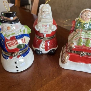 Mr. Christmas Hinged Ornament Ceramic Music Boxes Set Of 3 Pre-owned - Picture 1 of 9