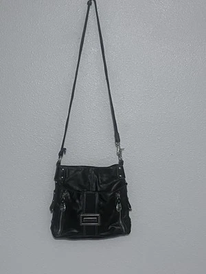 Franco Sarto Black Leather Shoulder Hobo Crossbody Bag 12"x10" - Image 1 of 4