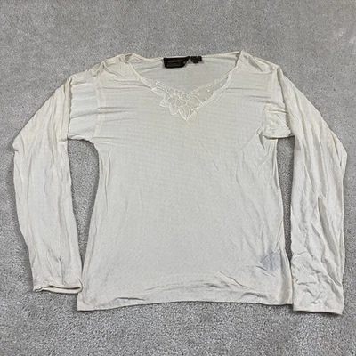 Винтажная женская рубашка Eddie Bauer M прозрачная цвета слоновой кости 100% шелк Cottage Core фестиваль Y2K - Изображение 1 из 4