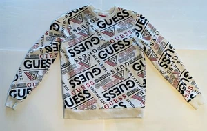 GUESS Los Angeles All Over Print Logo Sweatshirt Weiß Schwarz Rot Größe S - Bild 1 von 7