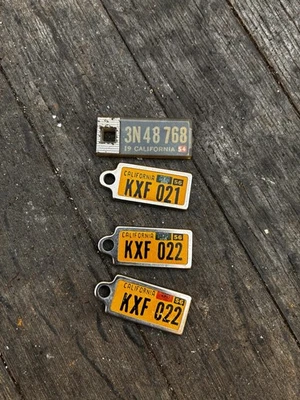 Vintage California DAV Mini License Plate Keychain Tag 1954 And 1956 4 Lot - Image 1 of 2
