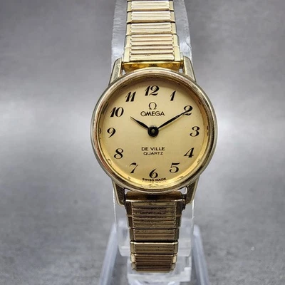 Omega De Ville Watch Women 20mm Gold Dial 10K Gold Filled Round 5910040 New bat - Image 1 of 4