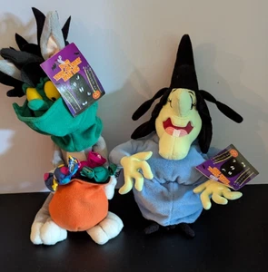 Warner Bros 1999 Bugs Treat Bag & Witch Hazel Halloween Bean Bag Lot of 2 NWT - Picture 1 of 16