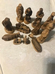Hand Carved 14 Piece Olive Wood Nativity Scene &" Wisemen - Picture 1 of 9