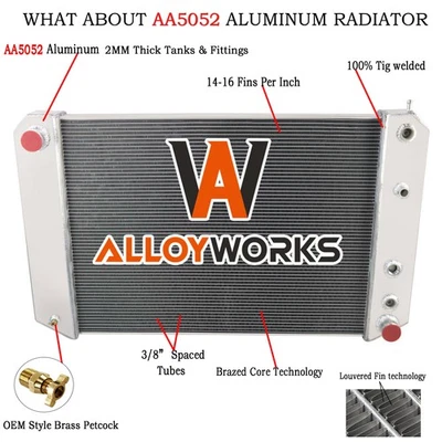 3 Rows Radiator Fit 1991-2002 Chevy GMC C6500,C7000 Topkick Kodiak 6.6/7.0/7.2L - Image 1 of 4