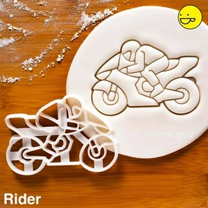 Motorbike Rider cookie cutter - Motorcycle Birthday Party biker racer mechanic - Picture 1 of 5