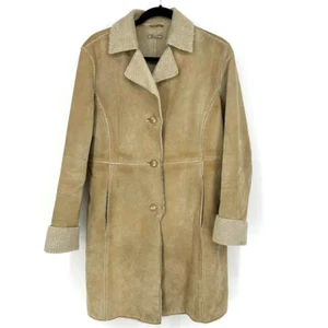 Vintage Guess penny coat leather size large "almost famous" tan 90's y2k 70's - Picture 1 of 11