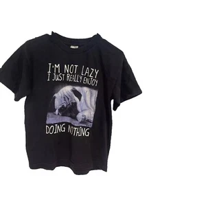 VTG graphic T-shirt Pug Youth Size Large Black Short Sleeve Dogs Animals - Picture 1 of 3