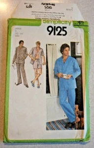 1979 Simplicity Pattern Uncut #9125 Men Pajamas Chest Size Large 42-44  - Picture 1 of 6
