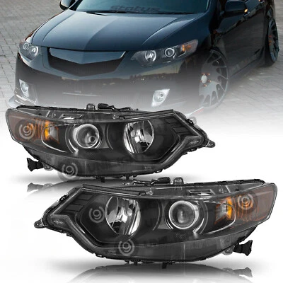 For 2009 2010 2011 2012 2013 2014 Acura TSX Xenon HID Black Headlights Assembly  - Image 1 of 4