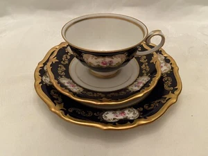 Vintage REICHENBACH TRIO Echt Kobalt w/Gold & Flowers Made in GDR - Picture 1 of 10