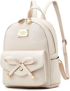 Girls Bowknot Cute Leather Backpack Mini Backpack Purse for Women - Picture 1 of 1