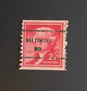 Baltimore, Maryland Type 61 Precancel - 2 cents Jefferson Coil - U.S. #1055 - MD - Picture 1 of 1
