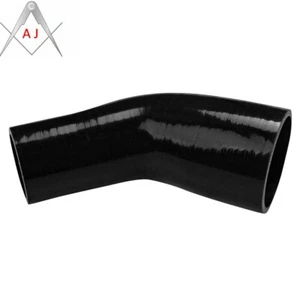 Black 2.5" To 3" 45 Degree Elbow ID 64mm/76mm Silicone Intercooler Coupler Hoses - Imagen 1 de 4