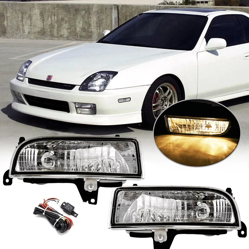 For 1997-2001 Honda Prelude Clear Lens Fog Lights Bumper Driving Lamps w/wiring - Image 1 of 4