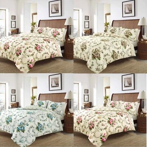 Olivia Brushed Cotton Flannelette Floral Duvet Cover Pillow Case Set Bedding - Picture 1 of 4