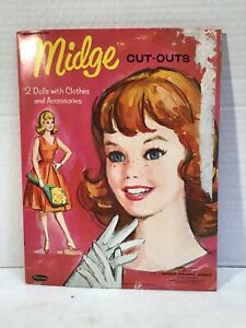 VINTAGE ORIGINAL 1963 Midge/Barbie 2 Paper Dolls w/41 Outfits #1962 Whitman RARE