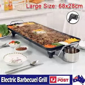 Electric Up to 2000W BBQ Grill Teppanyaki Non-stick Hot Plate Griddle Smokeless - Picture 1 of 12