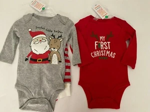 CARTER'S Santa's Helper 2Pc Bodysuit w/Pants and 1st xmas bodysuit 3M - Picture 1 of 2