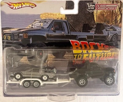 Delorean Back To Future & Toyota Truck Custom Hot Wheels Team Transport w/RR * - Image 1 of 3