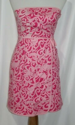 Vestido para mujer Lilly Pulitzer sin tirantes rosa cachemira elástico imitación envoltura talla 0 Foto 1 de 4