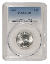 1943 Washington Quarter Dollar US Silver 25 Cent Coin PCGS MS66
