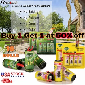16 Rolls Fly Sticky Trap Paper Insect Bug Catcher Strip Fly Sticker Non Toxic - Picture 1 of 9