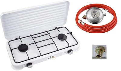Gaskocher 2 flammig 4,4 KW Campingkocher 50mbar Kochfeld Gas Kocher Herd Outdoor - Bild 1 von 4