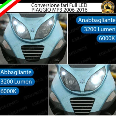 KIT FARO A LED PIAGGIO MP3 ANABBAGLIANTE H1 ABBAGLIANTE H1 6000K NO AVARIA LUCI - Immagine 1 di 3